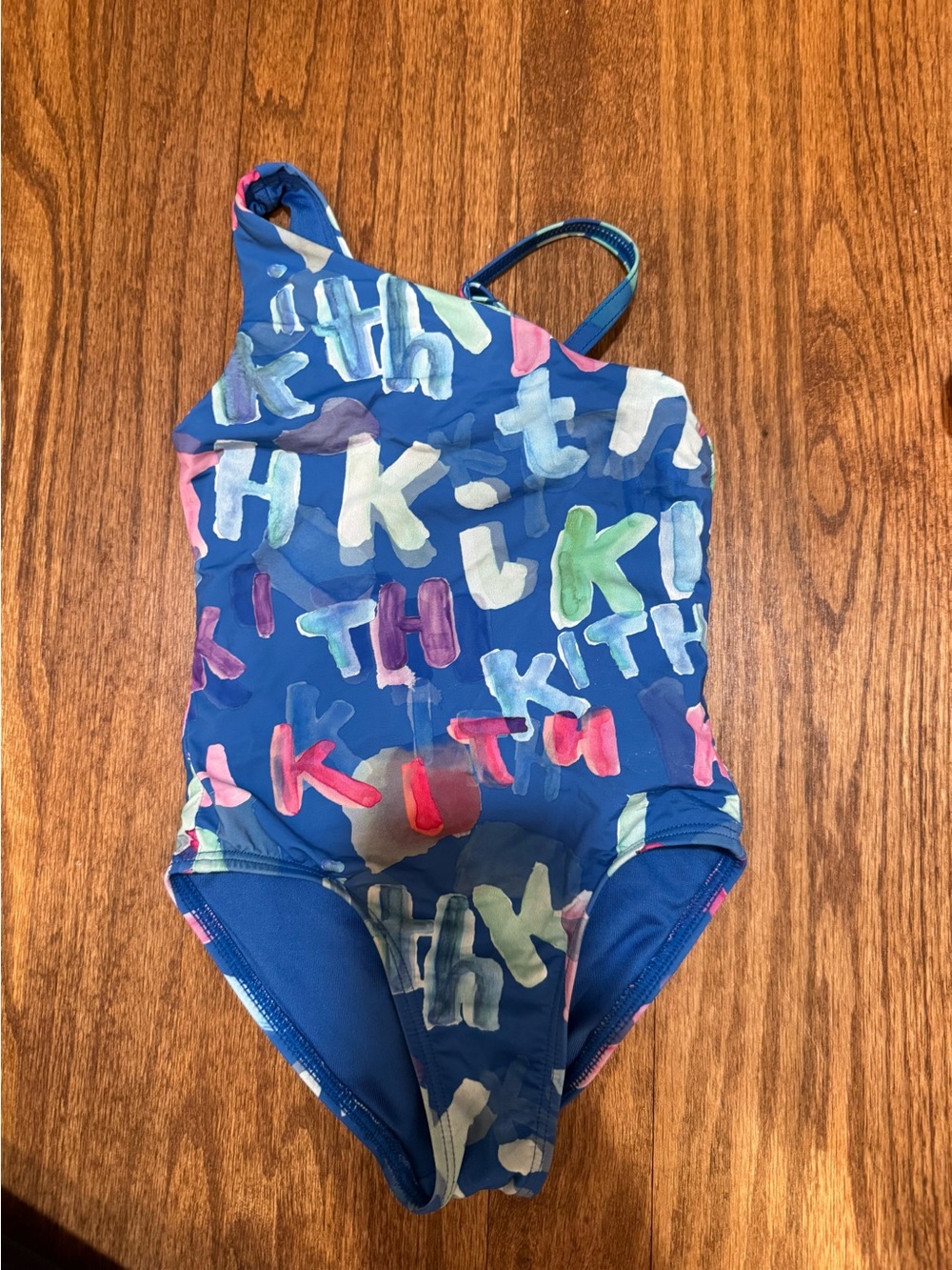 Kith Blue Kids One-Piece Swimsuit with Multicolor Letter Print